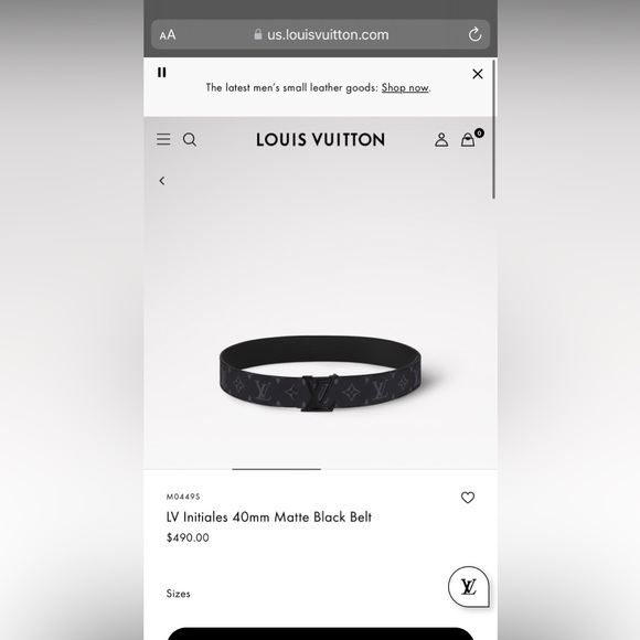 Louis Vuitton Matte black belt reverse able - Picture 4 of 4